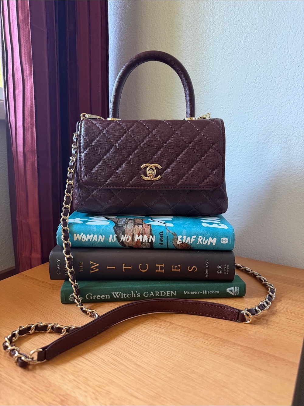 Quilted Top-Handle Leather Satchel - Brown